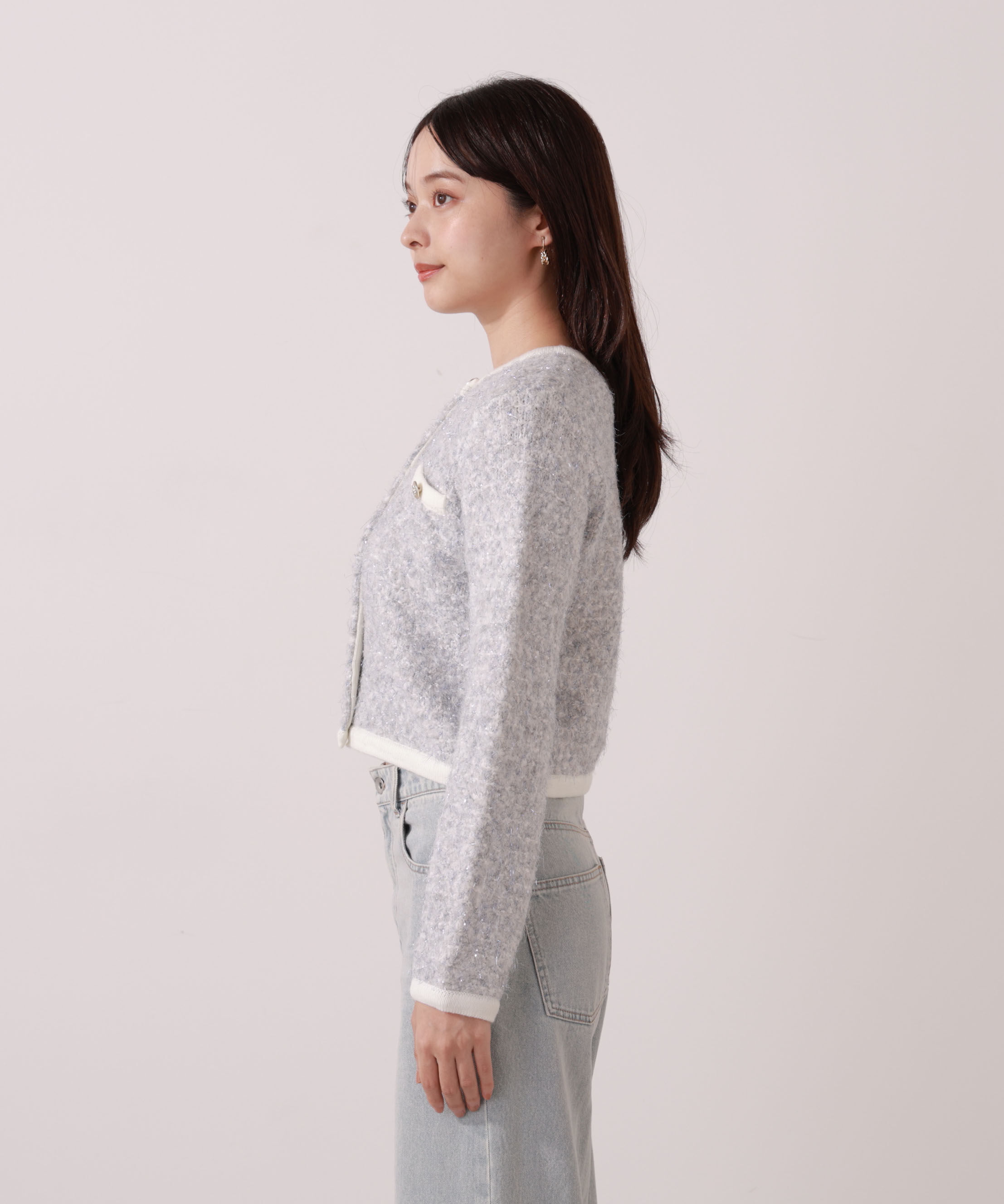 PROPORTION BODY DRESSING「ファンシーツイード風ニットカーディガン 25AW」|カーディガン|