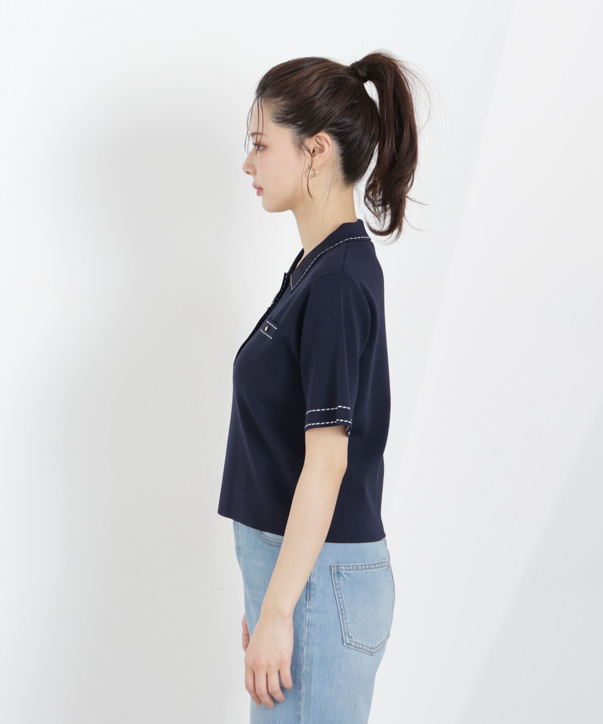 PROPORTION BODY DRESSING「＜UV＞衿付きステッチラインニット　26SS」|ニット・セーター|