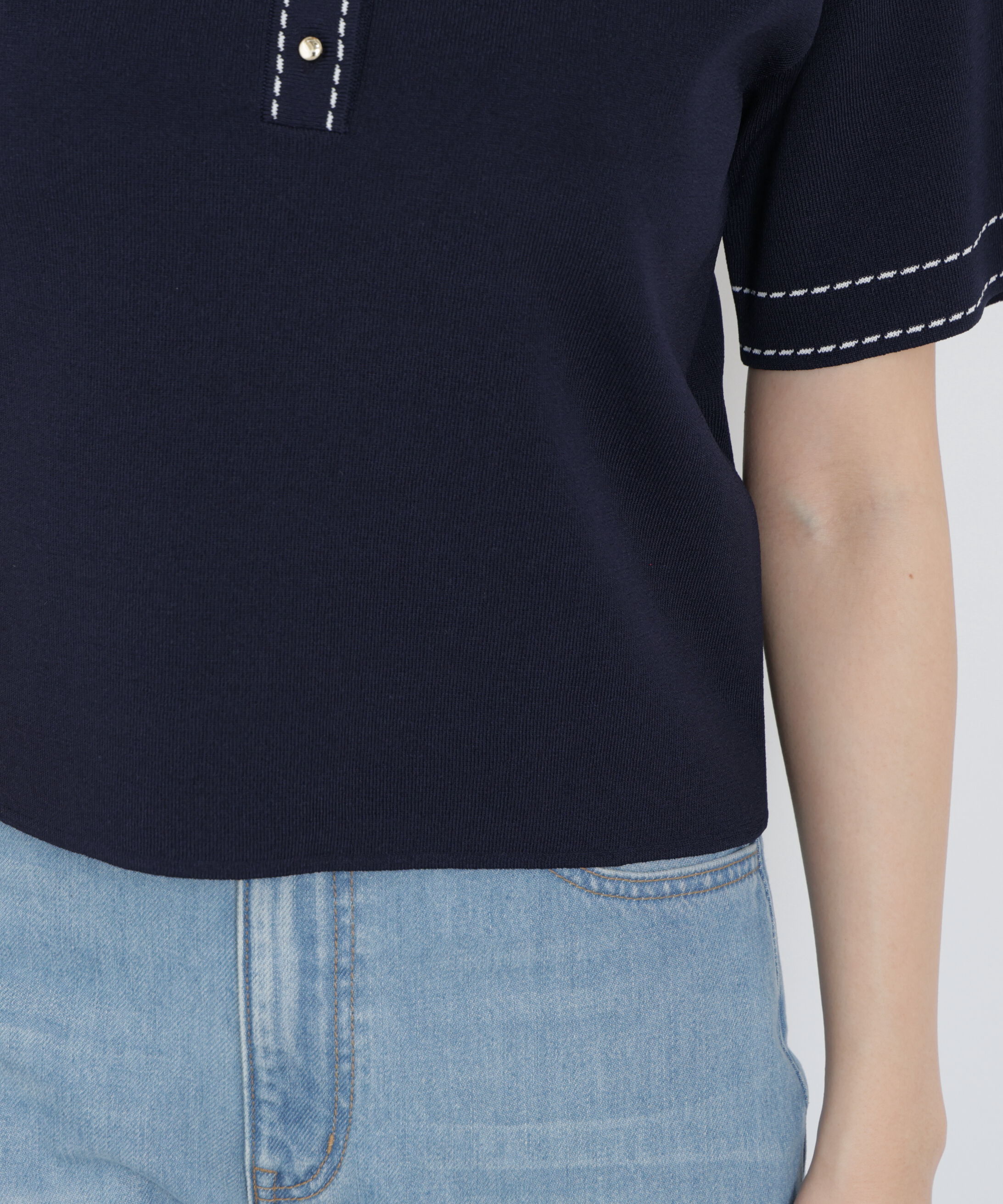 PROPORTION BODY DRESSING「＜UV＞衿付きステッチラインニット　26SS」|ニット・セーター|