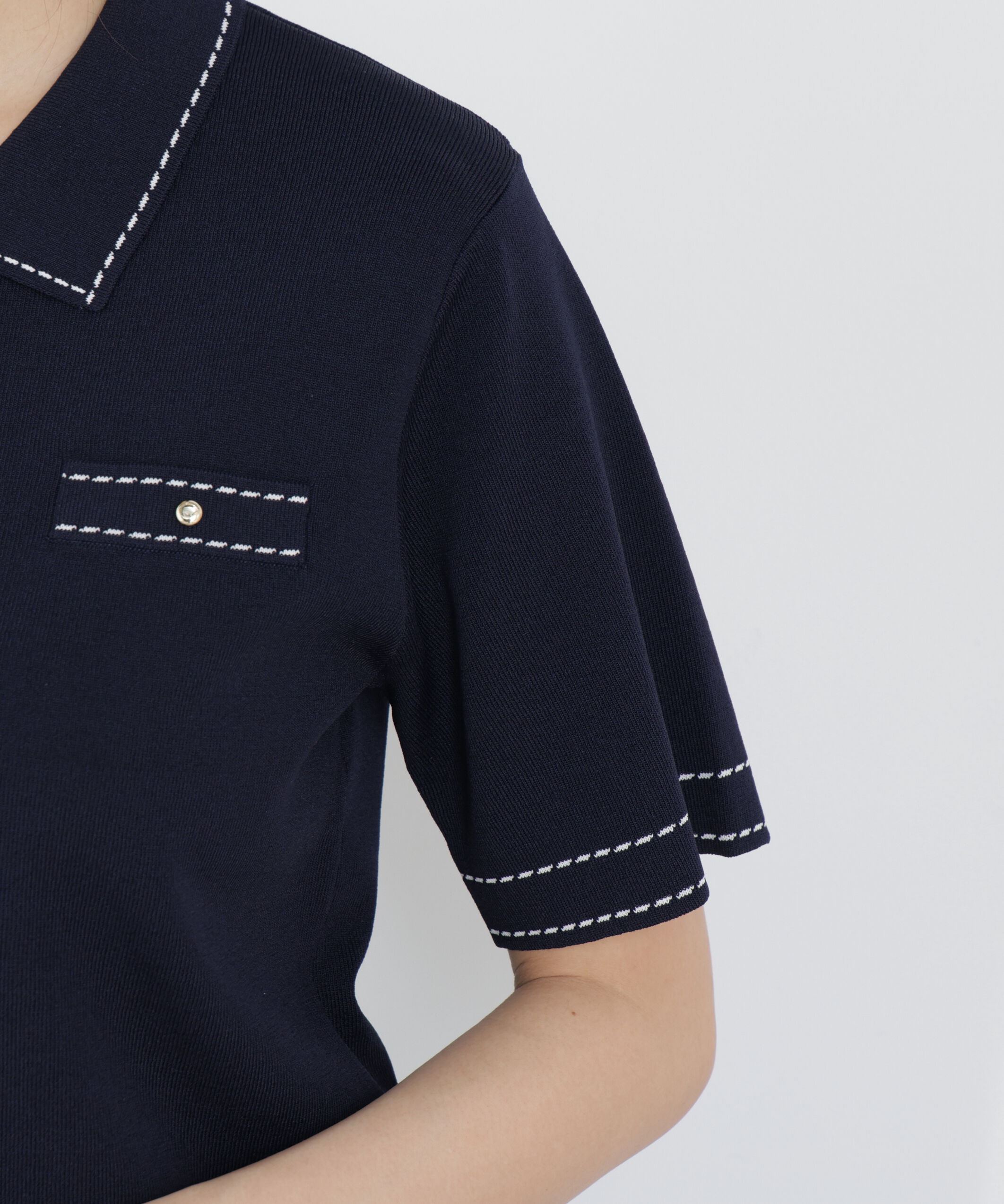 PROPORTION BODY DRESSING「＜UV＞衿付きステッチラインニット　26SS」|ニット・セーター|