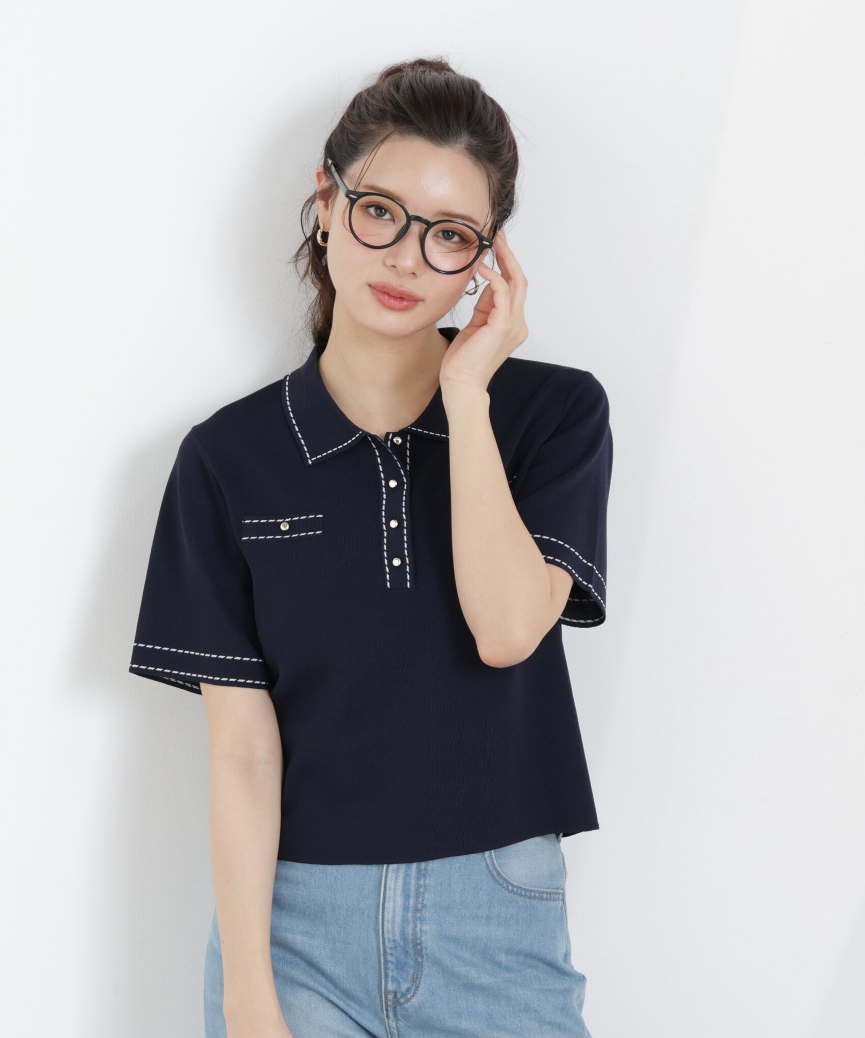 PROPORTION BODY DRESSING「＜UV＞衿付きステッチラインニット　26SS」|ニット・セーター|