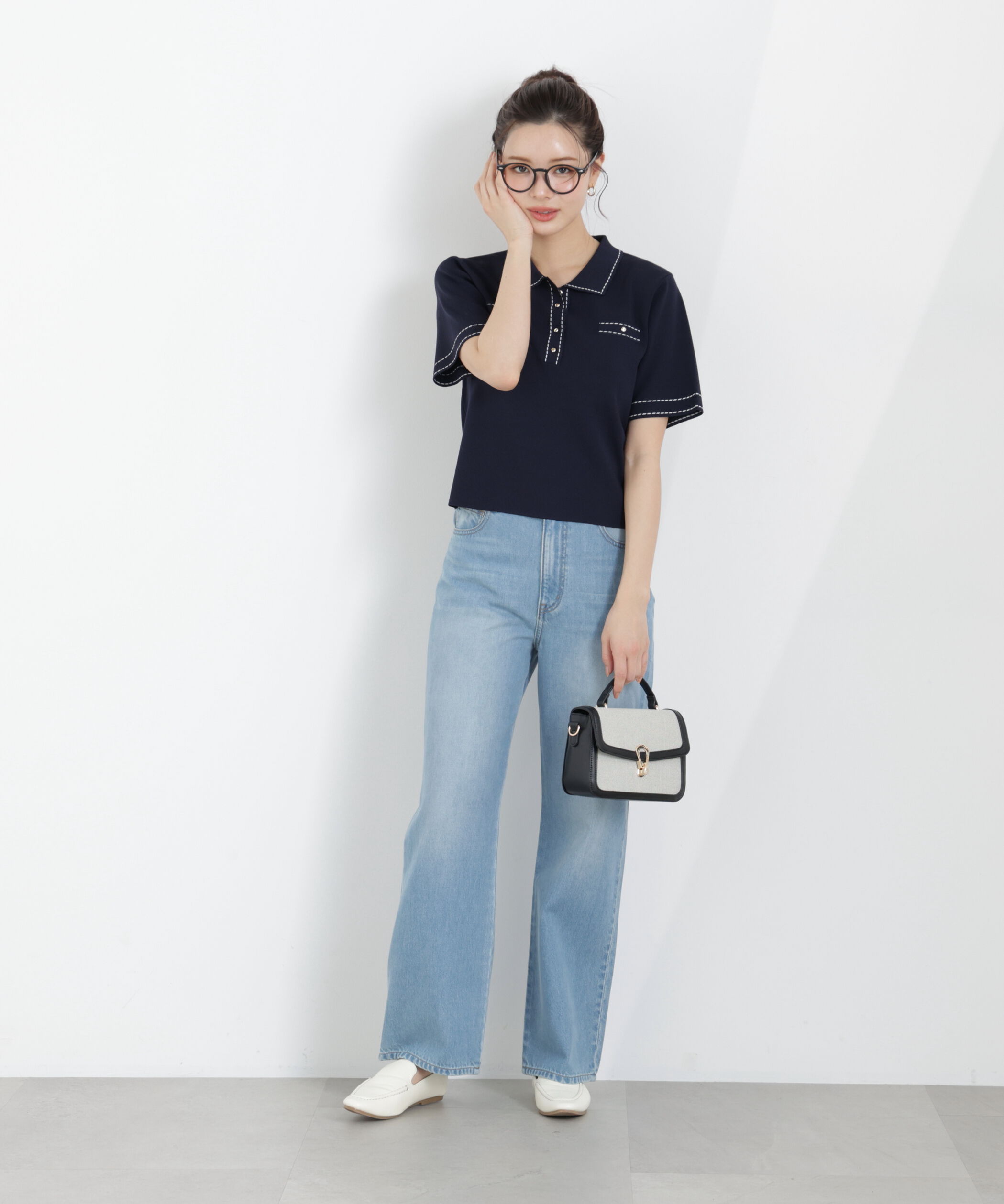 PROPORTION BODY DRESSING「＜UV＞衿付きステッチラインニット　26SS」|ニット・セーター|