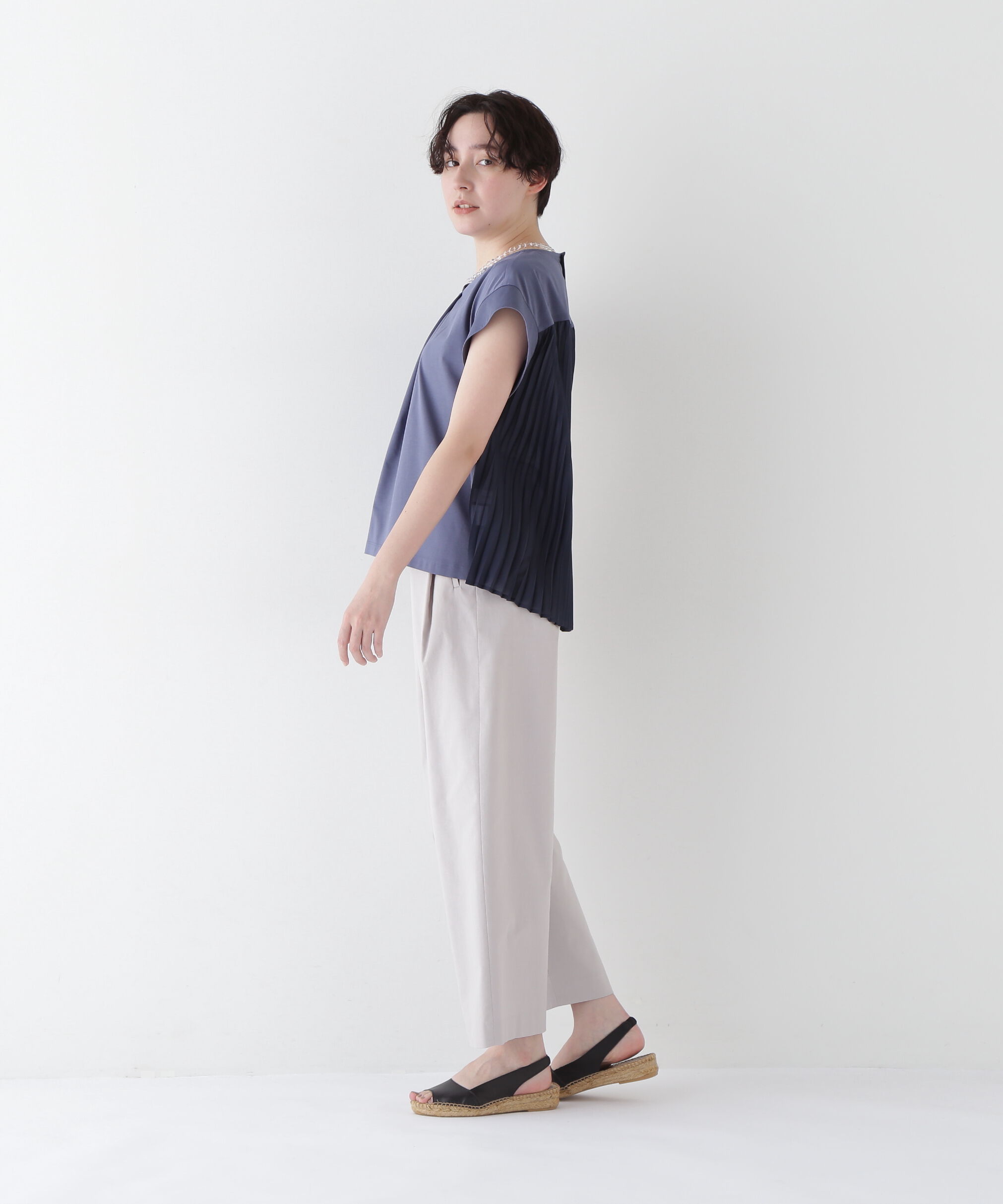  「◆【接触冷感】プリーツドッキングカットソープルオーバー」|Tシャツ・カットソー|