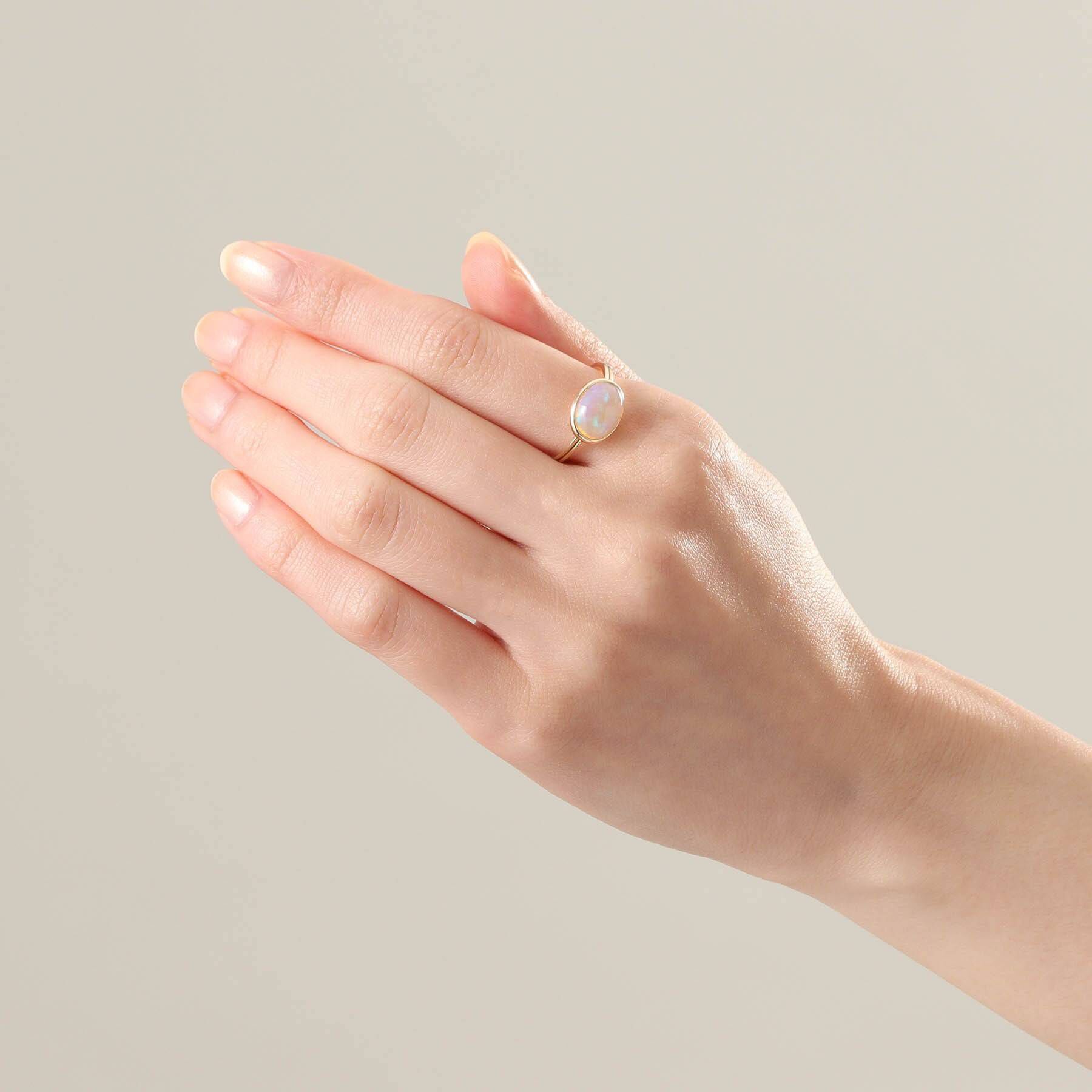 COCOSHNIK「K10エチオピアオパール オーバルカボション リング」|リング|