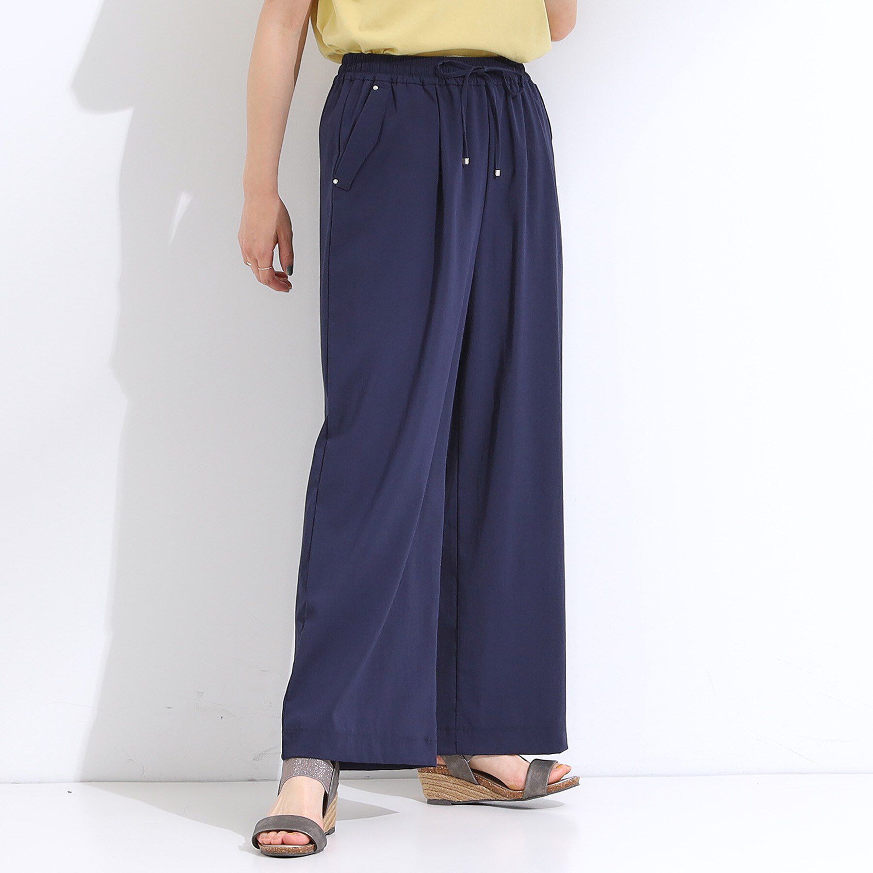 SHOO･LA･RUE「【着丈選べる】触れる度ひんやり ゆるきれい イージーワイドパンツ」|その他|