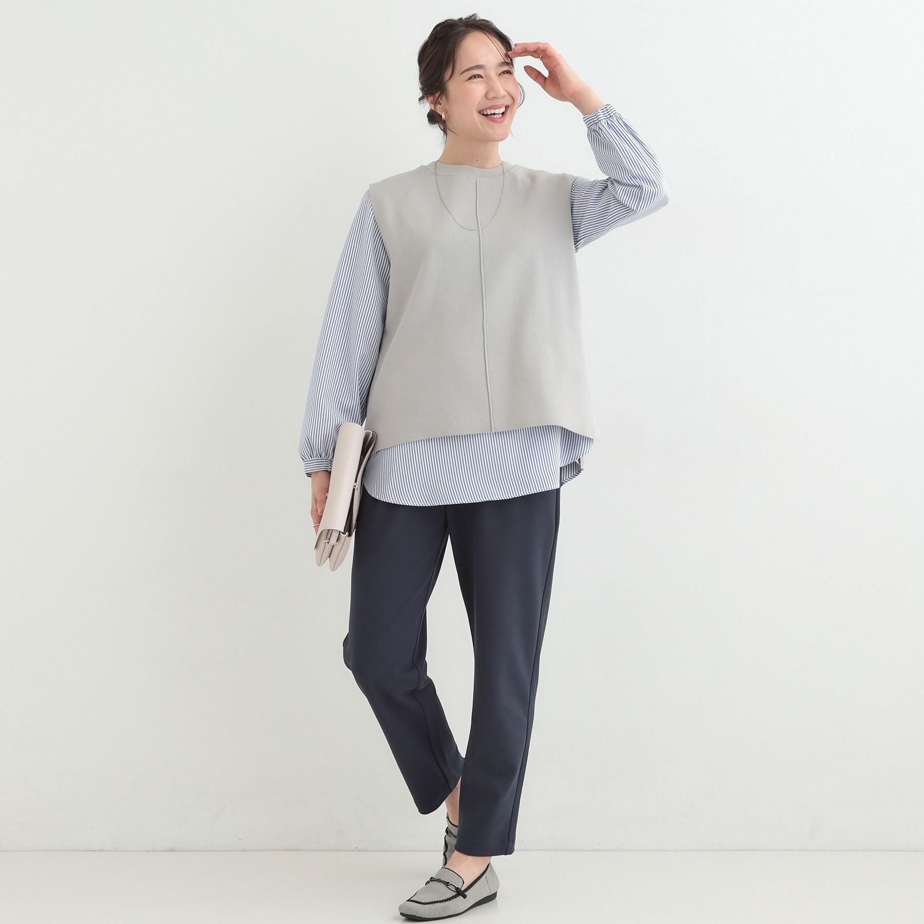 SHOO･LA･RUE「【洗濯機可/2点セット/S-LL】着回し自在 きれい見え ニットベスト＋ブラウス」|ニット・セーター|