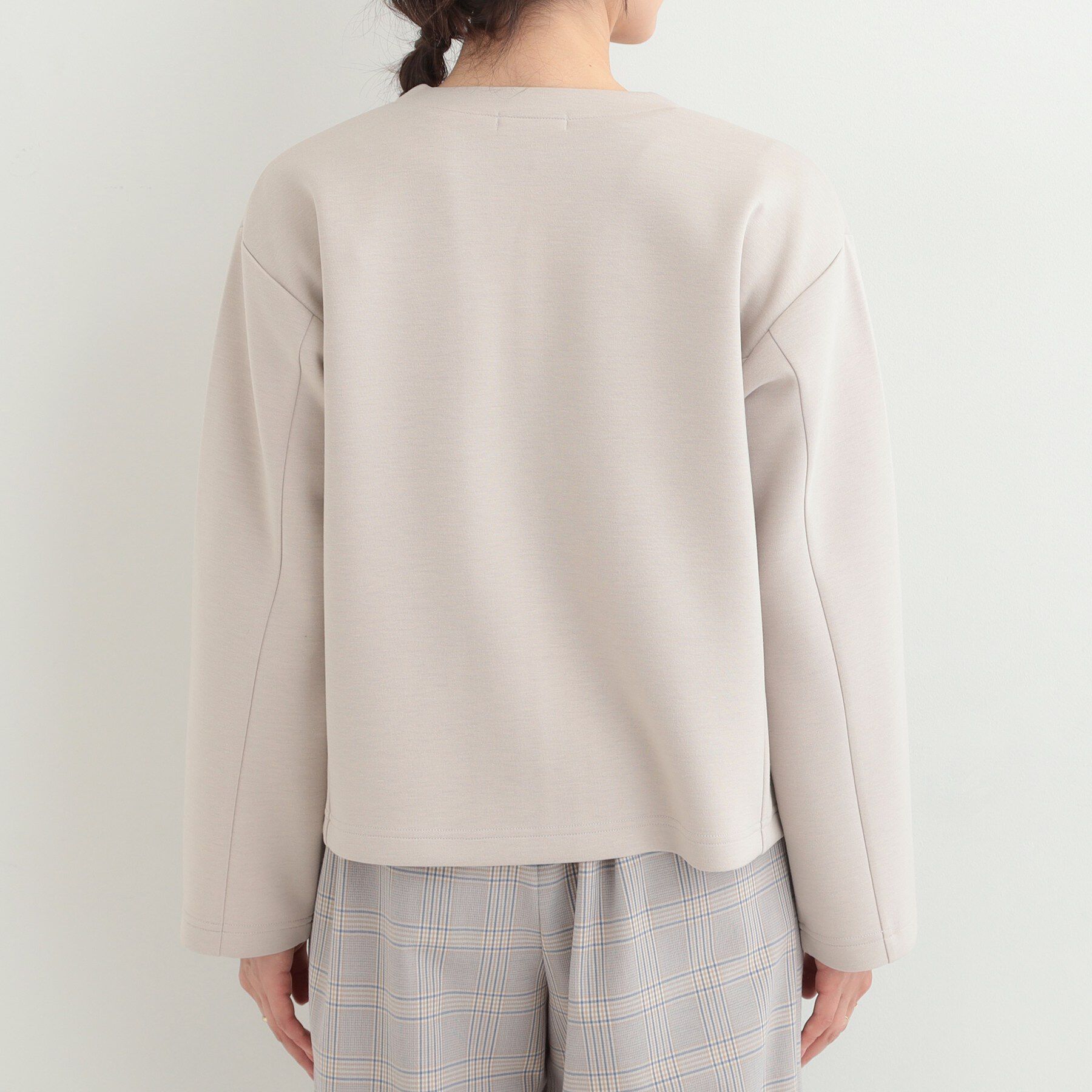 SHOO･LA･RUE「【セットアップ可/S-LL/なめらかタッチ】大人のきれいめスタイルに ノーカラージップブルゾン」|ブルゾン・スタジャン|