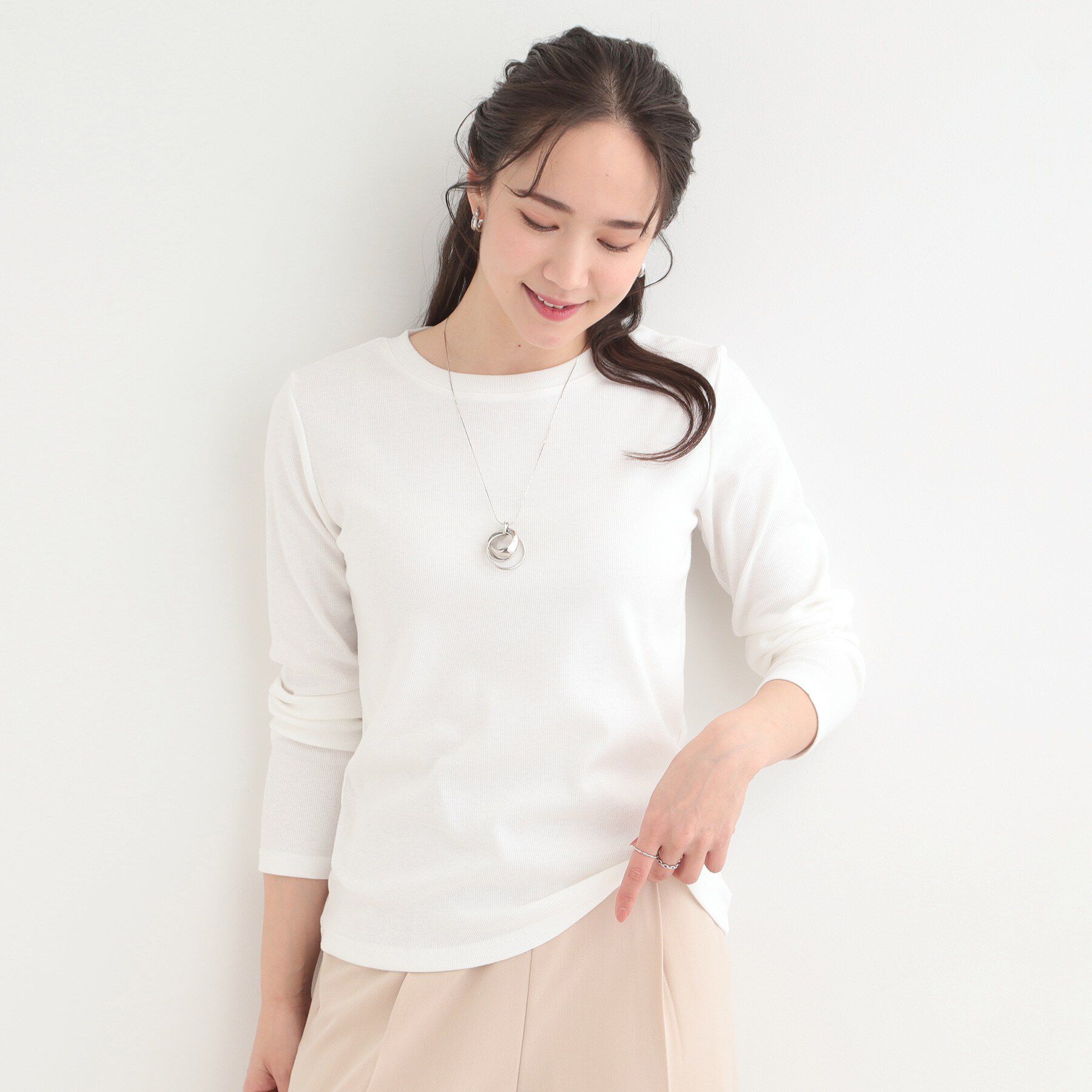 SHOO･LA･RUE「ベーシック テレコクルーネックインナー」|Tシャツ・カットソー|