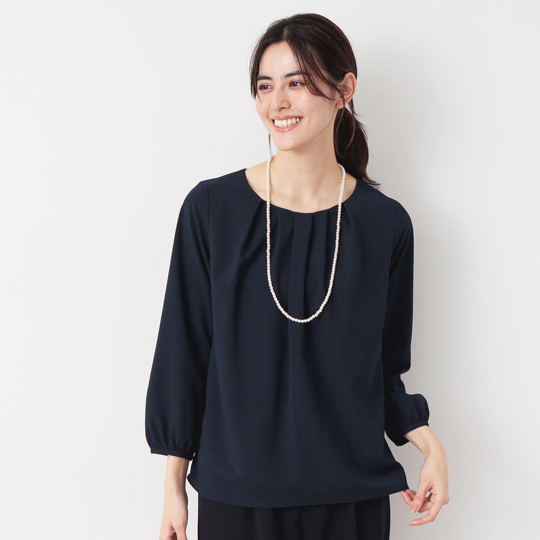 Dessin「【入卒/セレモニー/洗える】ジョーゼットブラウス」|シャツ・ブラウス|ネイビー(094)