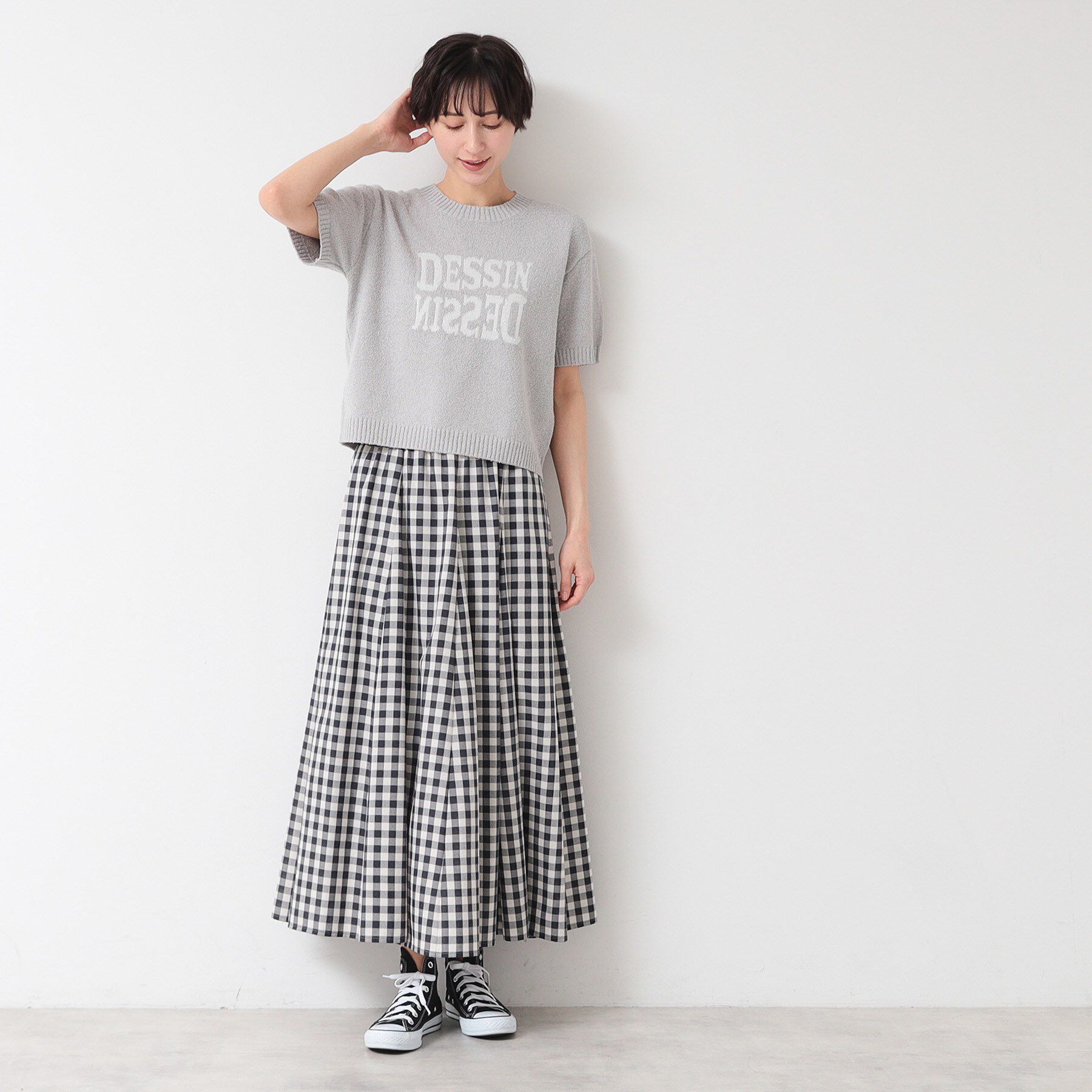 Dessin「【洗える】ロゴジャカード半袖ニット（S～L）」|ニット・セーター|