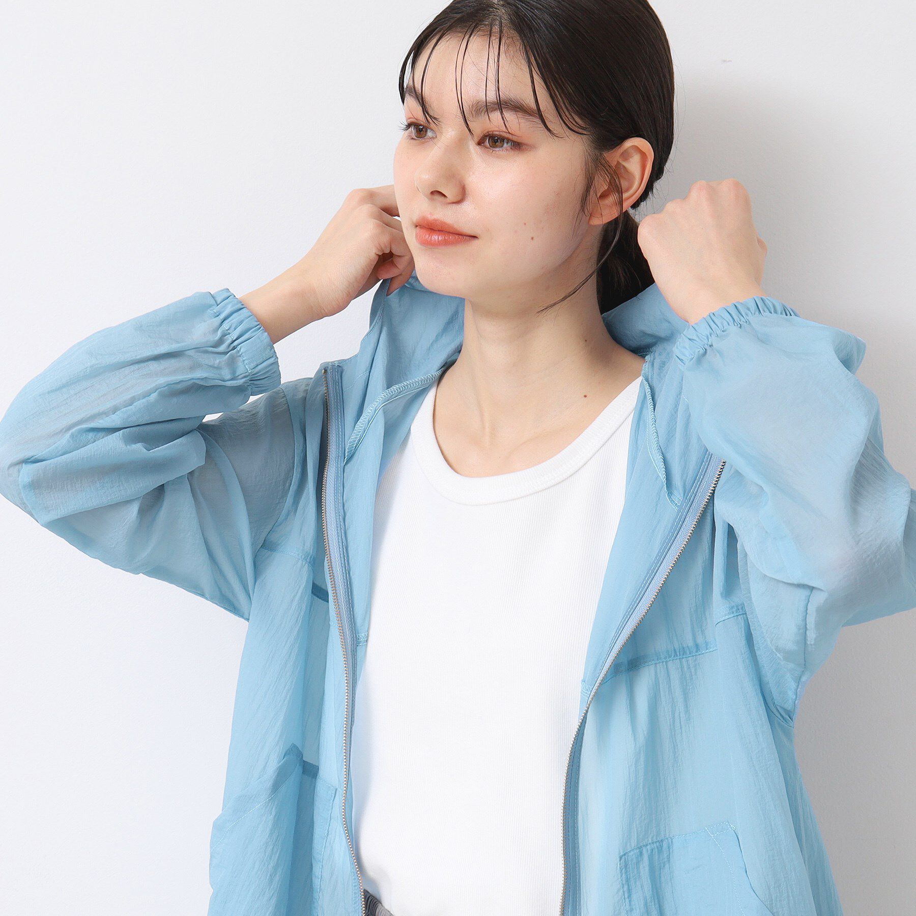 Dessin「【洗える】フーデットシアーブルゾン（S～L）」|ブルゾン・スタジャン|ブルー(092)