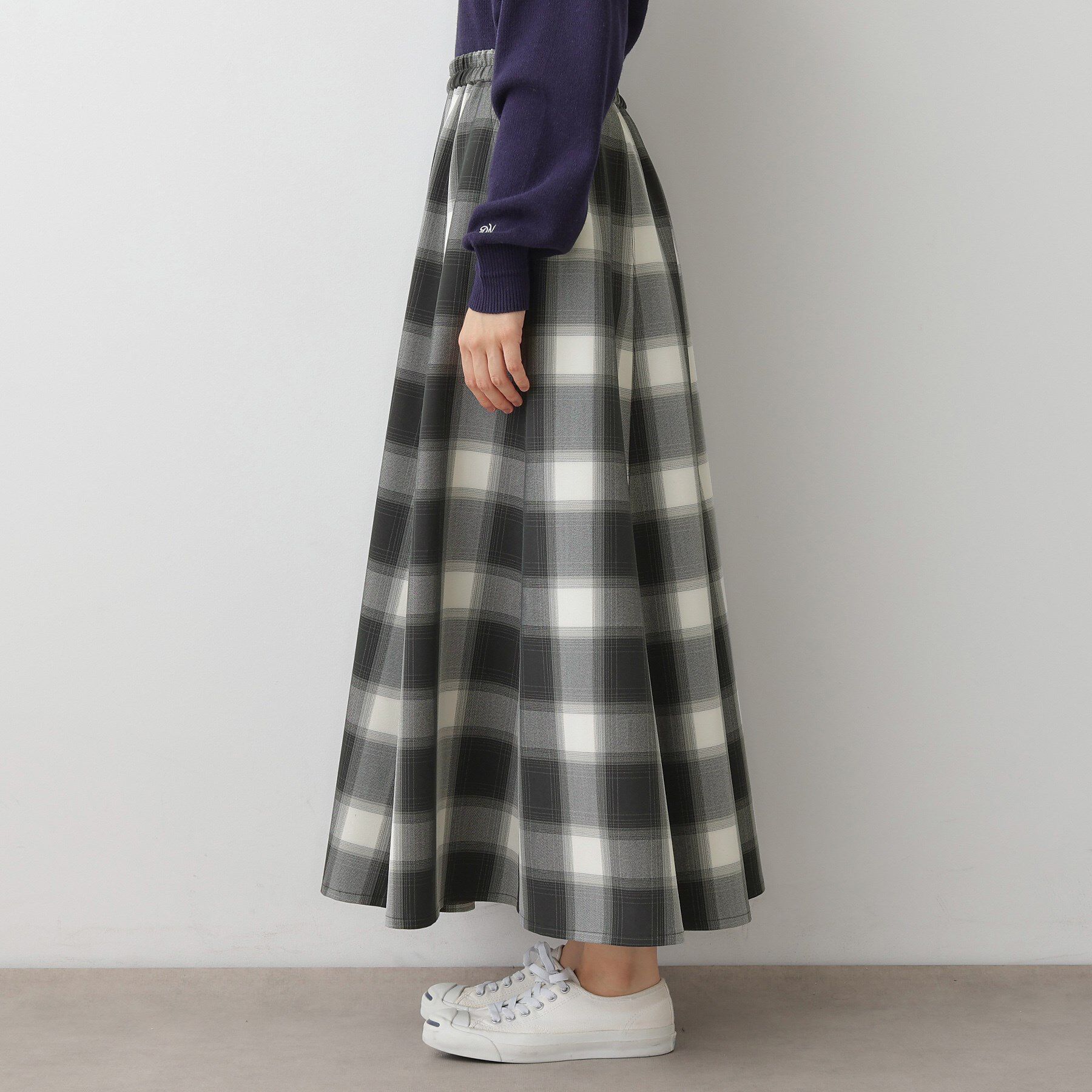 Dessin「【洗える・ウエストゴム】チェック柄フレアスカート」|スカート|