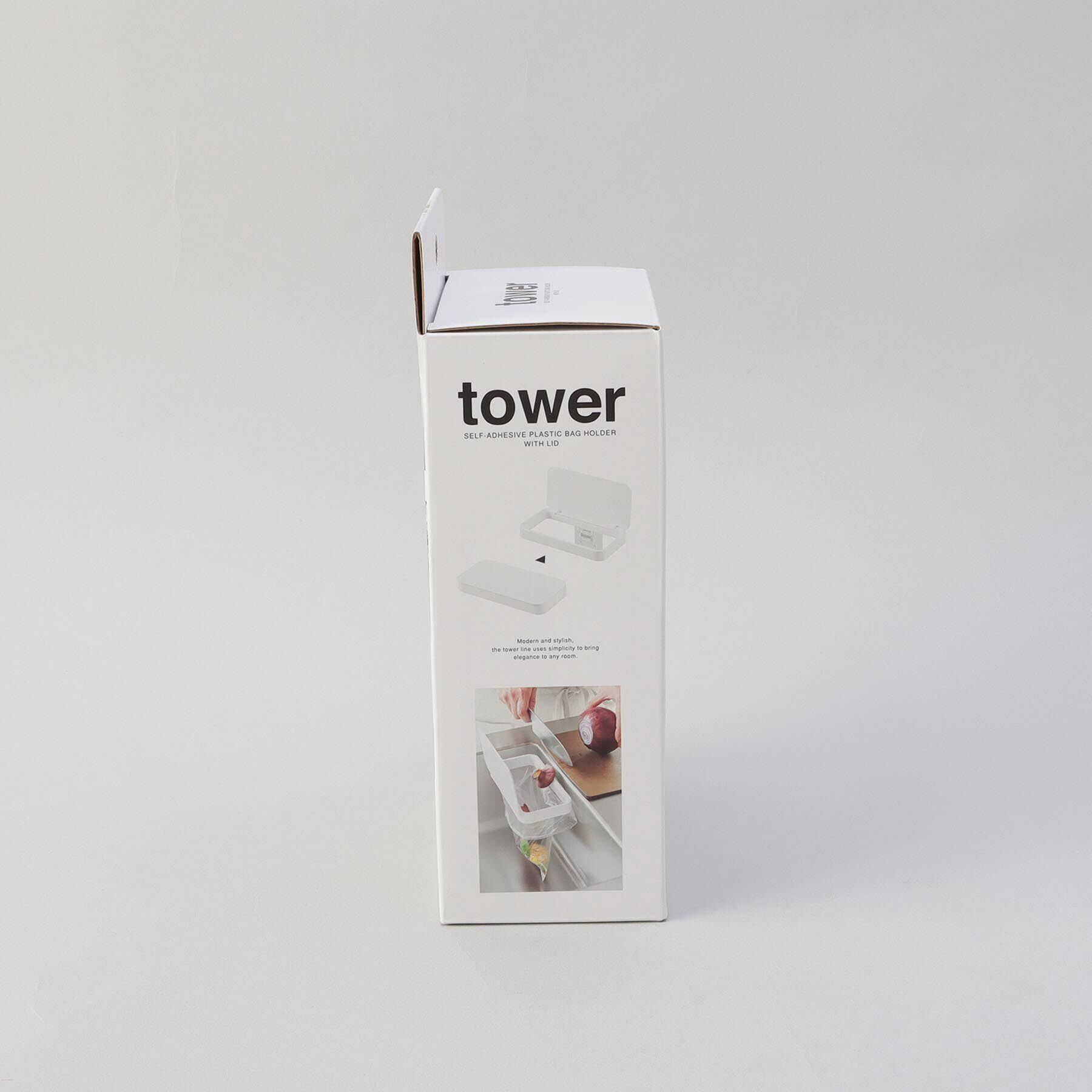 212 KITCHEN STORE「フィルムフック蓋付きポリ袋ホルダー WH 山崎実業 ＜tower タワー＞」|食器・キッチングッズ|