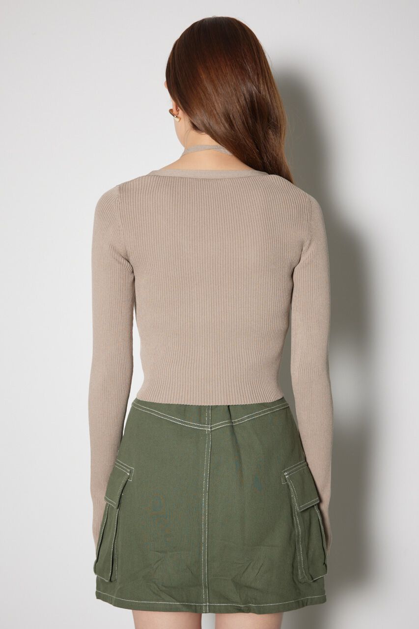 rienda「レースアップリブニットトップス」|ニット・セーター|