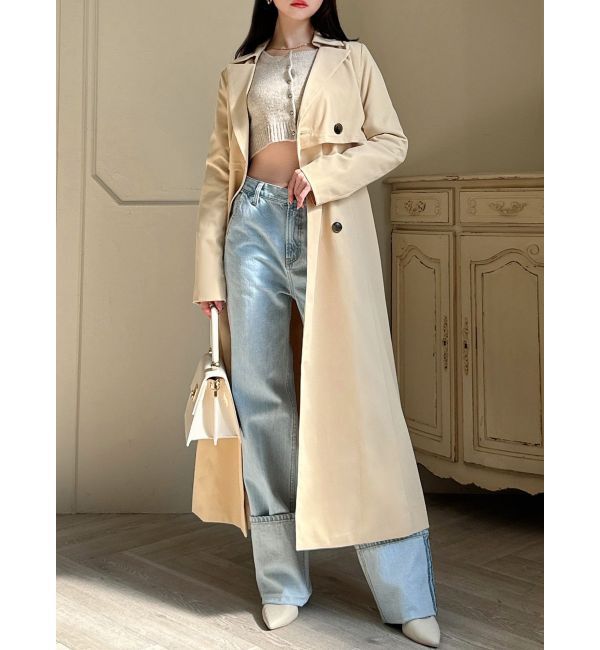 RESEXXY「レイヤードフレアトレンチコート」|トレンチコート|イエロー