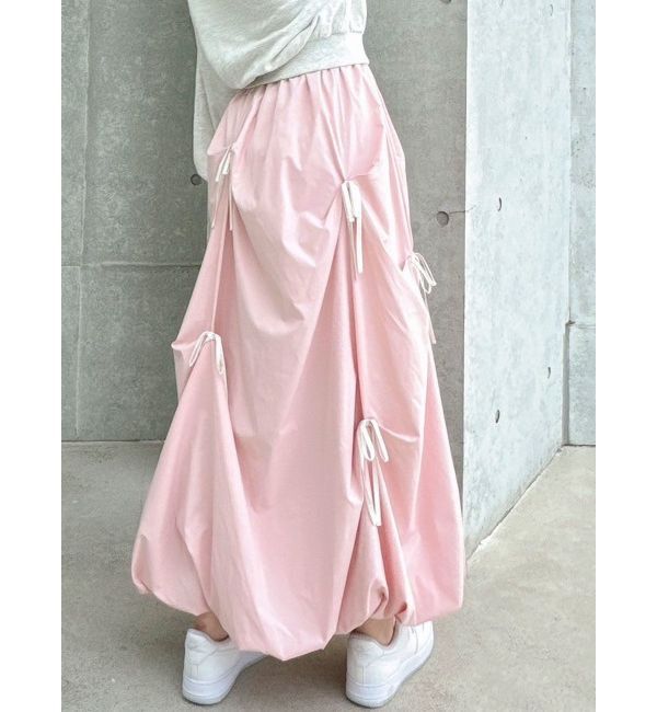 dazzlin「ランダムタックリボンバルーンスカート」|スカート|ピンク