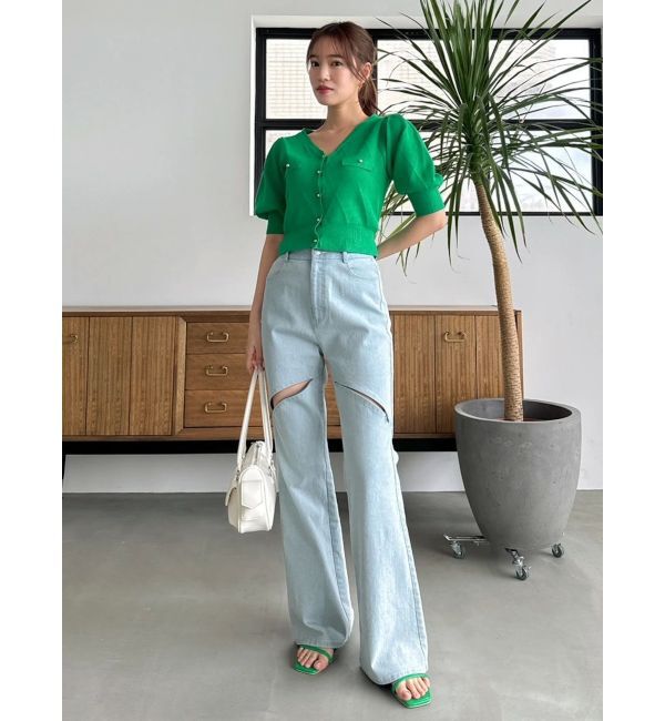 dazzlin「スリットフレアデニムパンツ」|デニム|