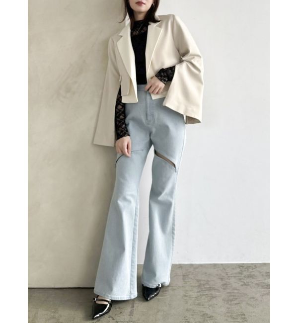 dazzlin「スリットフレアデニムパンツ」|デニム|