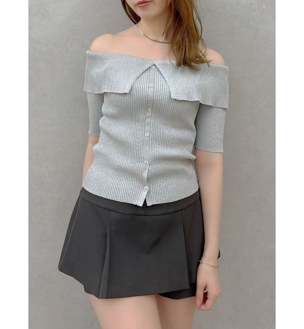 dazzlin「2WAYボタンオフショルニットトップス」|ニット・セーター|グレー