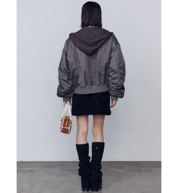 EMODA「スカーフフーディナイロンブルゾン」|ブルゾン・スタジャン|