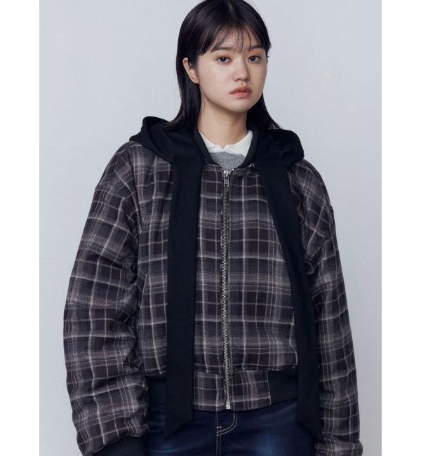 EMODA「スカーフフーディナイロンブルゾン」|ブルゾン・スタジャン|