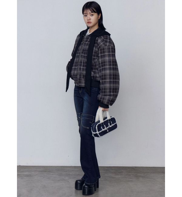 EMODA「スカーフフーディナイロンブルゾン」|ブルゾン・スタジャン|