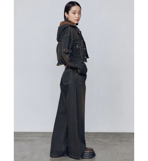 EMODA「カットスリーブフードデニムブルゾン」|ブルゾン・スタジャン|