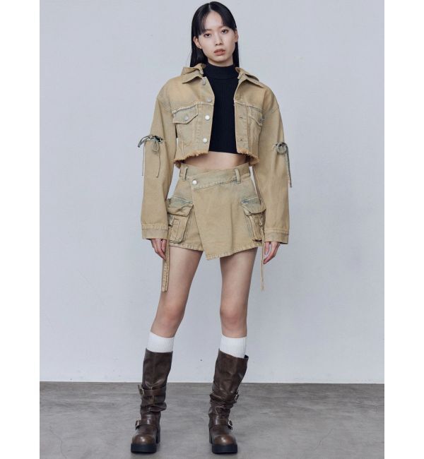 EMODA「カットスリーブフードデニムブルゾン」|ブルゾン・スタジャン|