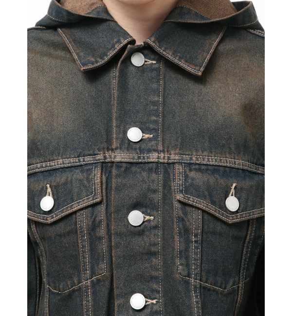 EMODA「カットスリーブフードデニムブルゾン」|ブルゾン・スタジャン|