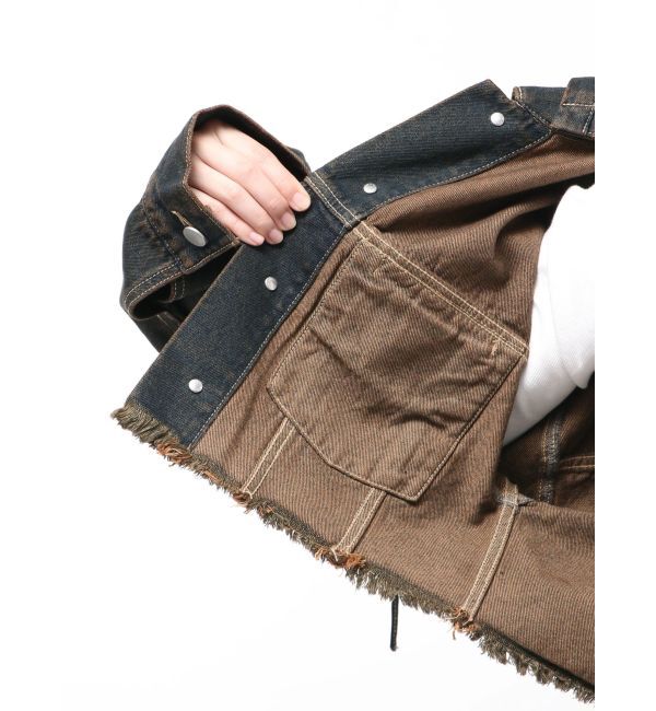 EMODA「カットスリーブフードデニムブルゾン」|ブルゾン・スタジャン|