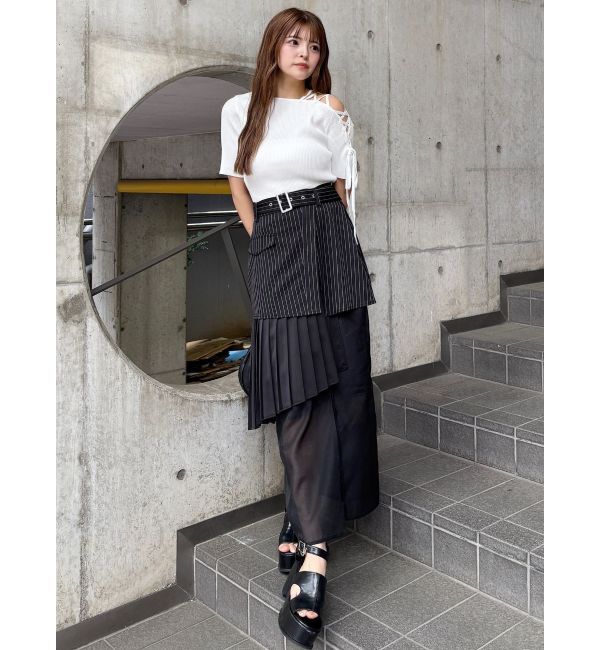MURUA「異素材MIXスリットスカート」|スカート|
