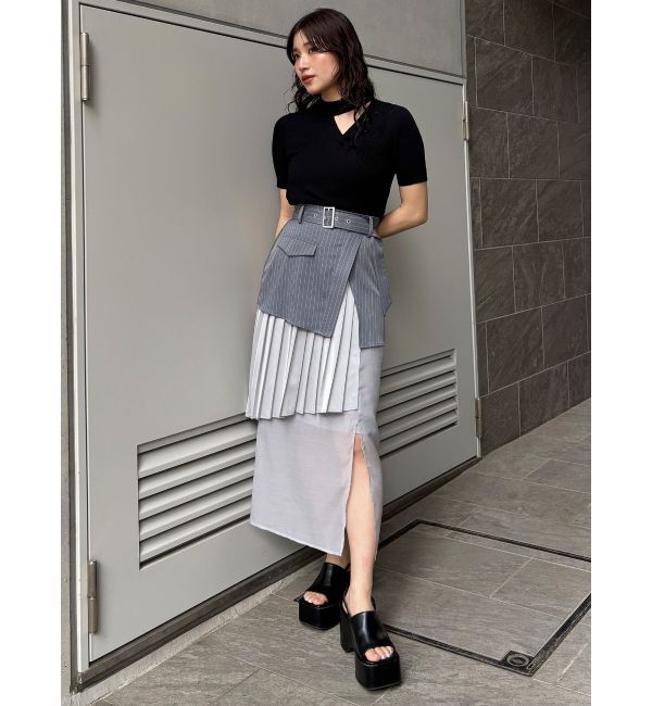 MURUA「異素材MIXスリットスカート」|スカート|