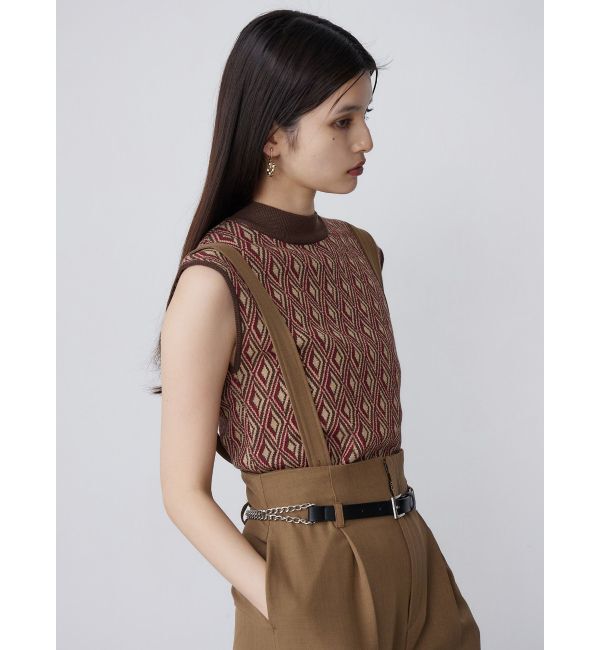 MURUA「ジオメトリックフレンチスリーブニットタンク」|ニット・セーター|