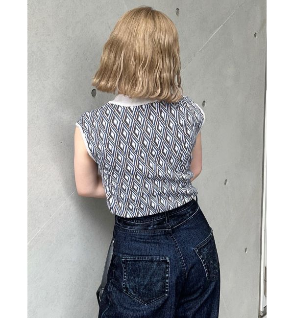 MURUA「ジオメトリックフレンチスリーブニットタンク」|ニット・セーター|