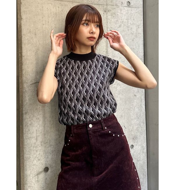MURUA「ジオメトリックフレンチスリーブニットタンク」|ニット・セーター|