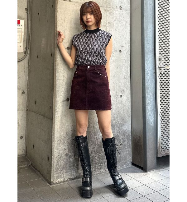 MURUA「ジオメトリックフレンチスリーブニットタンク」|ニット・セーター|