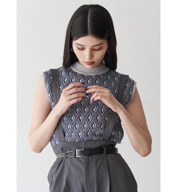 MURUA「ジオメトリックフレンチスリーブニットタンク」|ニット・セーター|