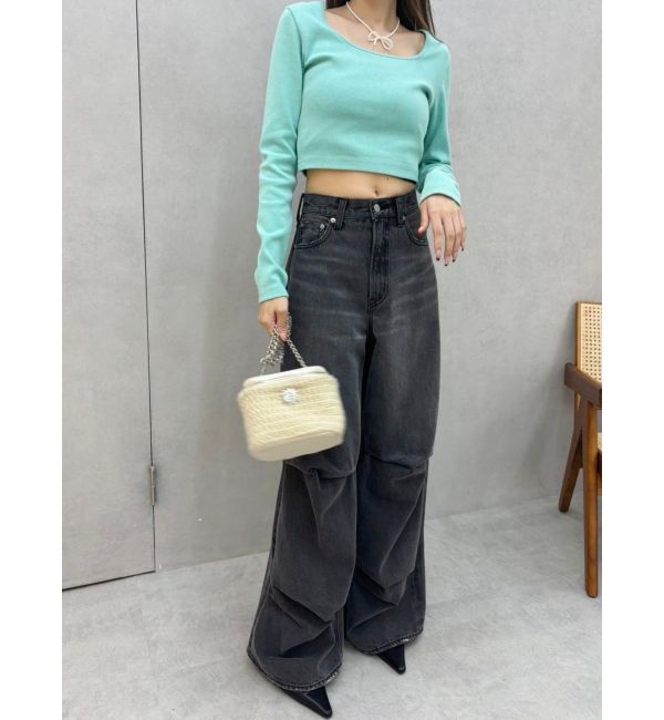 EVRIS「ニータックワイドデニムパンツ」|デニム|