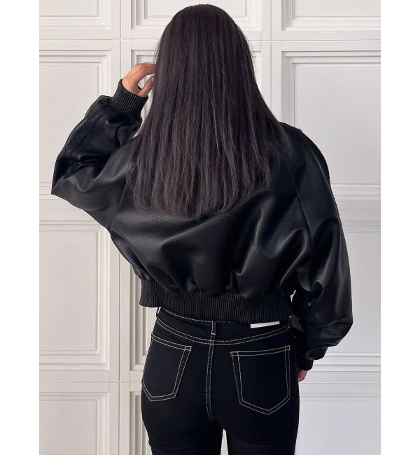 GYDA「レースラインボリュームスリーブフェイクレザージャケット【SETUP着用可】」|ブルゾン・スタジャン|