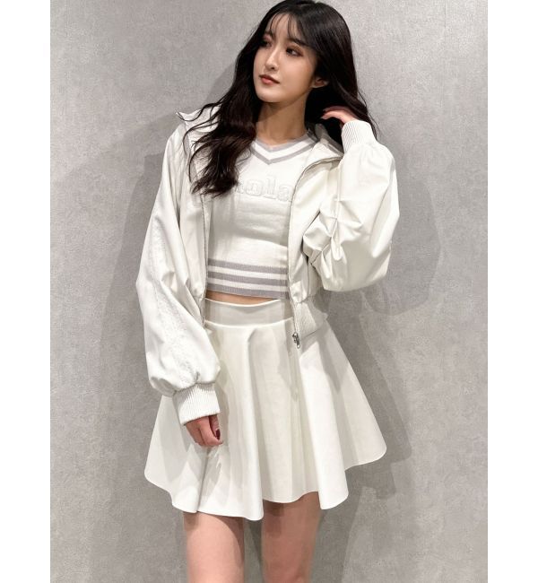 GYDA「レースラインボリュームスリーブフェイクレザージャケット【SETUP着用可】」|ブルゾン・スタジャン|