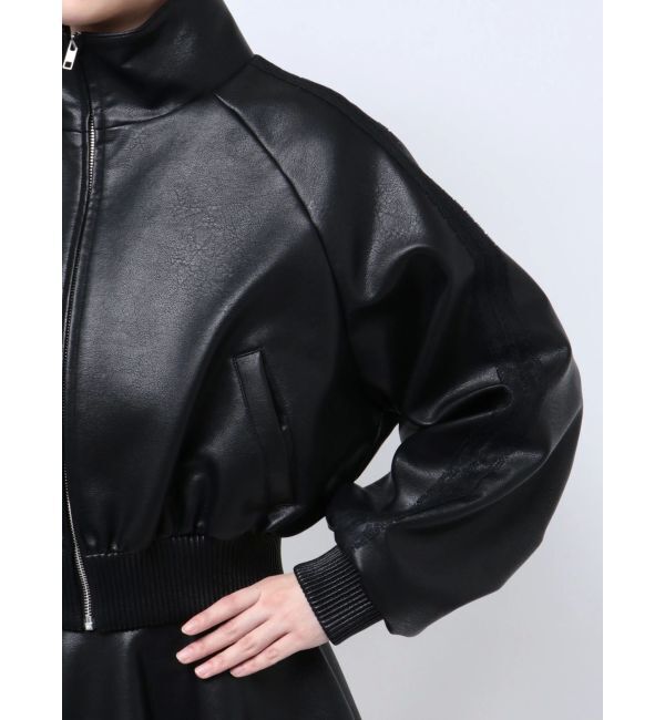 GYDA「レースラインボリュームスリーブフェイクレザージャケット【SETUP着用可】」|ブルゾン・スタジャン|