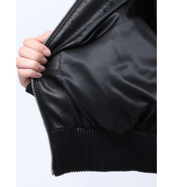 GYDA「レースラインボリュームスリーブフェイクレザージャケット【SETUP着用可】」|ブルゾン・スタジャン|