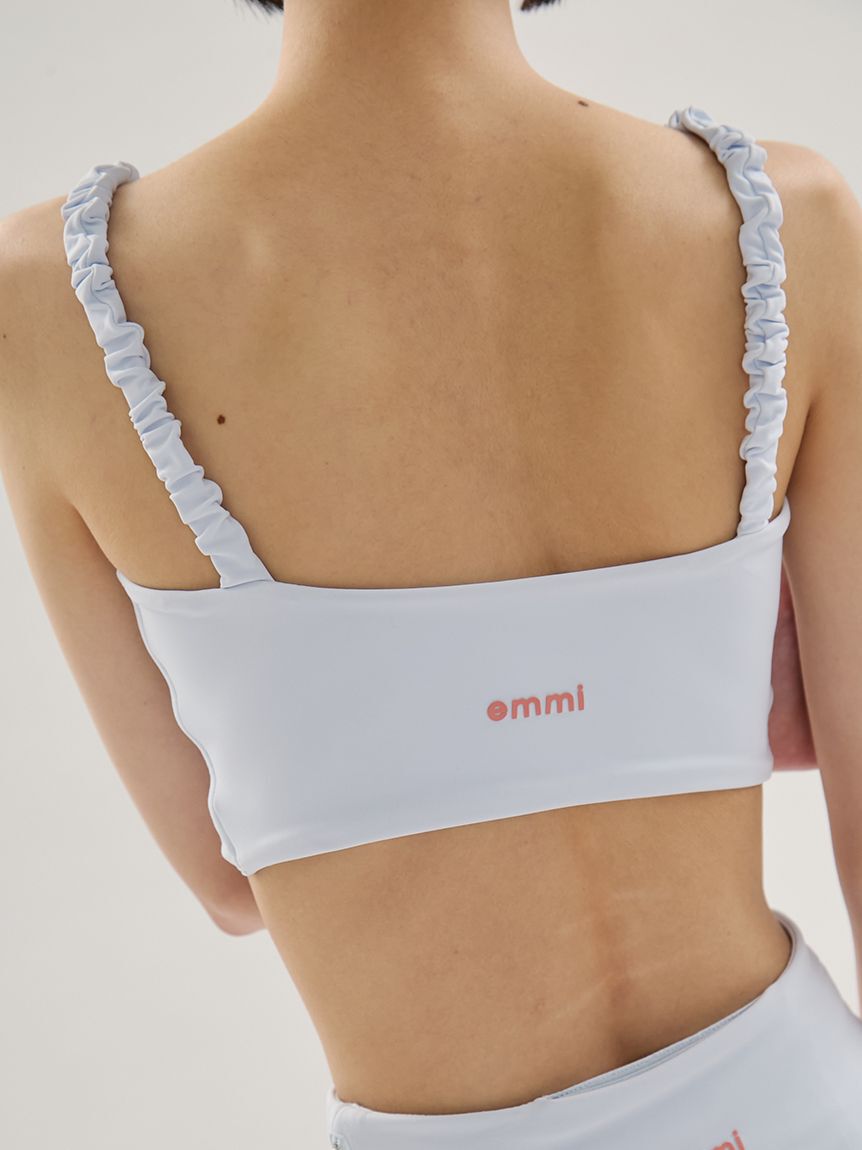 emmi yoga「【Sustainaretch】ギャザーショルダーブラトップ/UVカット/接触冷感」|インナー|