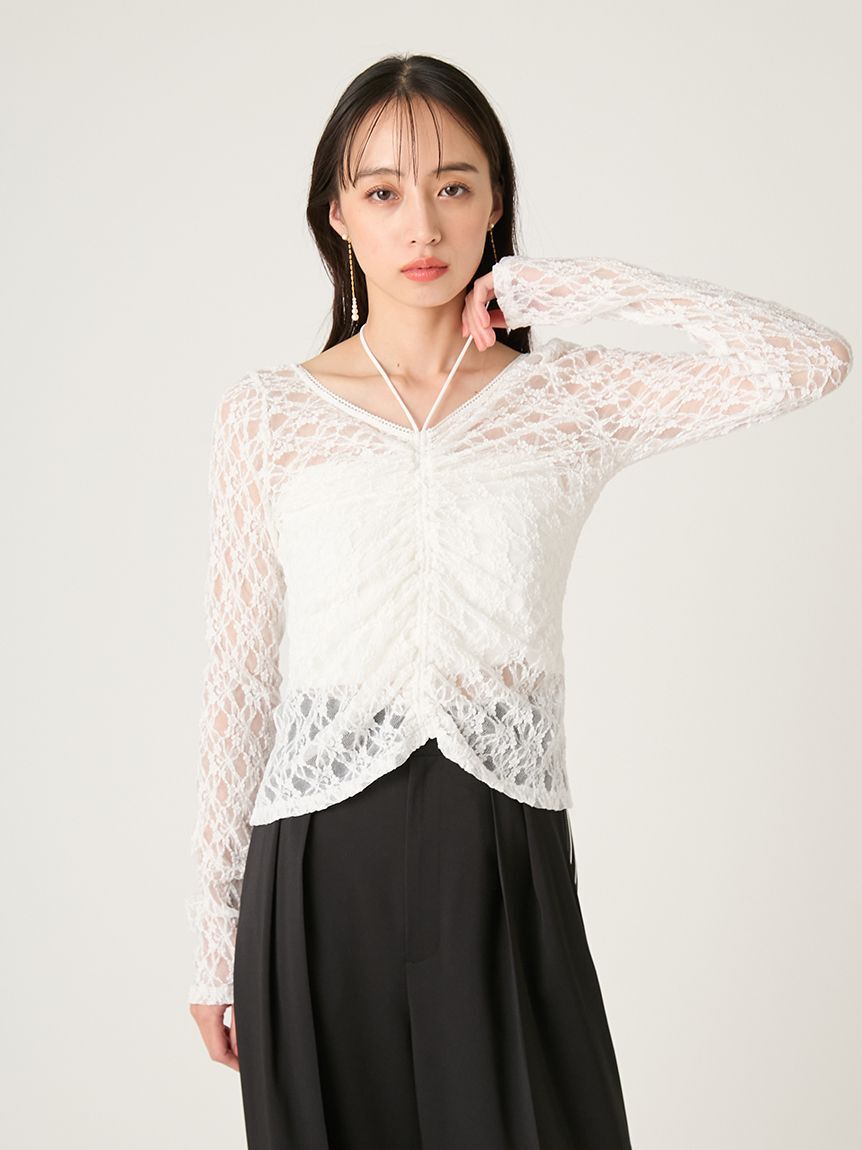 FRAY I.D「ドロストギャザーレーストップス」|Tシャツ・カットソー|