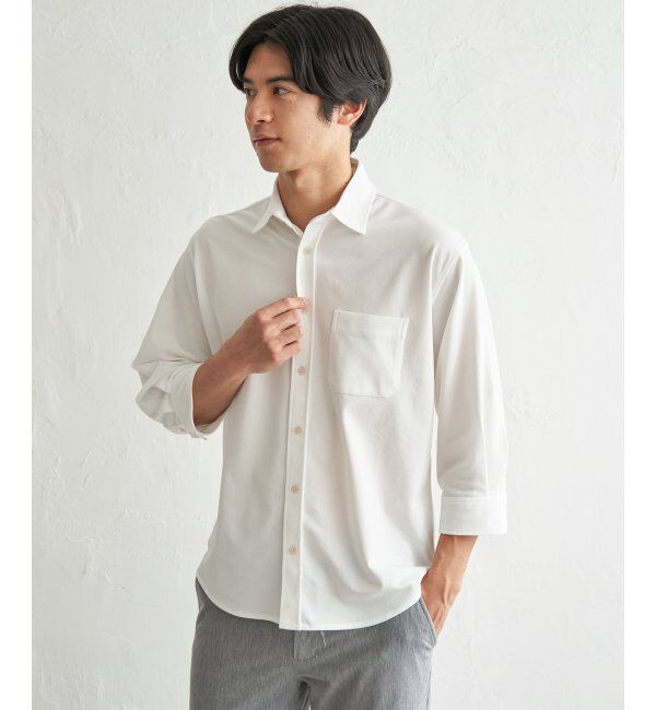 ikka「冷感鹿の子袖2wayスイスカラーシャツ」|シャツ・ブラウス|