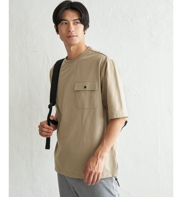 ikka「【吸水速乾】冷感メッシュ5分袖アウターT」|Tシャツ・カットソー|