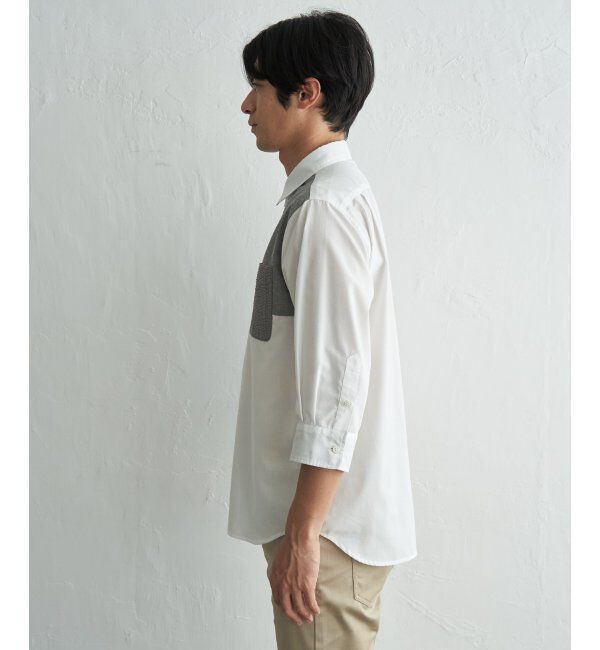 ikka「7分袖冷感ブロックスシャツ」|シャツ・ブラウス|