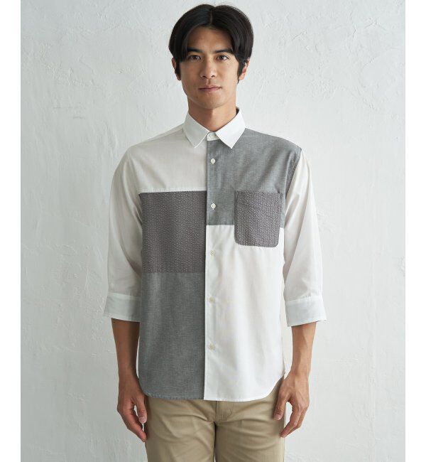 ikka「7分袖冷感ブロックスシャツ」|シャツ・ブラウス|