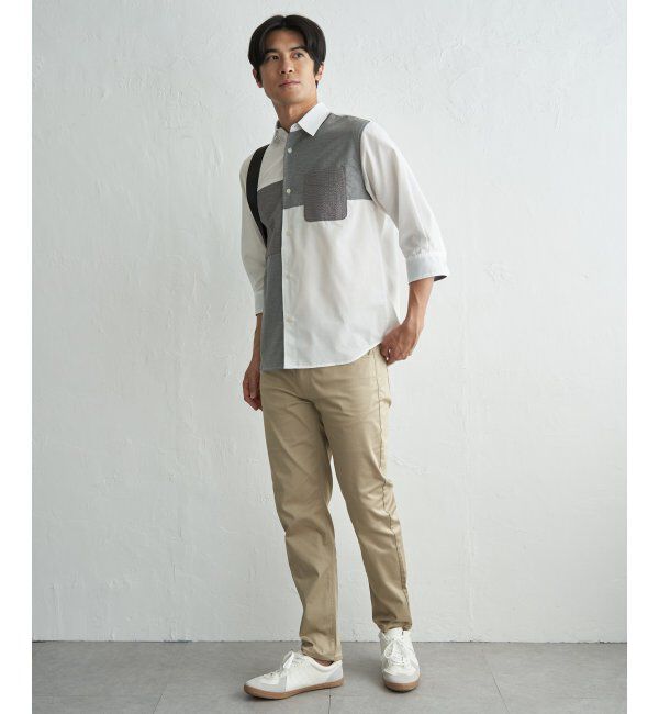 ikka「7分袖冷感ブロックスシャツ」|シャツ・ブラウス|