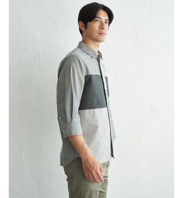 ikka「7分袖冷感ブロックスシャツ」|シャツ・ブラウス|